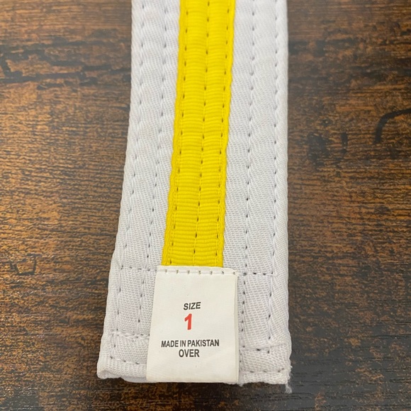 Martial Arts Belt White Belt with Mixed color in color yellow - Picture 3 of 4